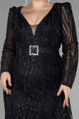 Robe De Fiançailles Grande Taille Longue Noir ABU3562