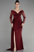Robe de Soirée Longue Rouge Bordeaux ABU3656