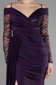 Robe de Soirée Longue Violet Foncé ABU3656