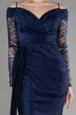 Robe de Soirée Longue Bleu Marine ABU3656