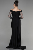 Robe de Soirée Longue Noir-Argent ABU3656