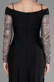 Robe de Soirée Longue Noir-Argent ABU3656