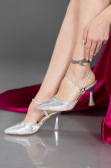 Stiletto Coupe Au Laser Argent MJ5150