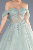 Robe de Fiançailles Design Personnalisé Longue Menthe ABU3664
