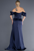 Robe de Soirée Longue Satin Bleu Marine ABU2661