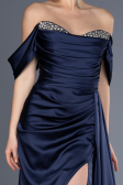 Robe de Soirée Longue Satin Bleu Marine ABU2661