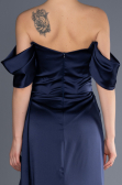 Robe de Soirée Longue Satin Bleu Marine ABU2661
