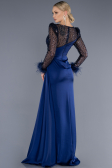 Robe de Soirée Longue Satin Bleu Marine ABU3673