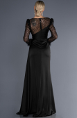 Robe de Soirée Longue Satin Noir ABU3673