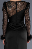 Robe de Soirée Longue Satin Noir ABU3673