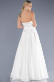 Robe de Soirée Longue Satin Blanc ABU3674