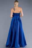 Robe de Soirée Longue Satin Bleu Saxe ABU3674