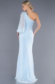 Robe de Soirée Longue Mousseline Bleu clair ABU3677