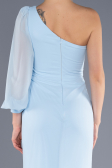 Robe de Soirée Longue Mousseline Bleu clair ABU3677