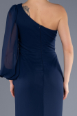 Robe de Soirée Longue Mousseline Bleu Marine ABU3677