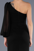 Robe de Soirée Longue Mousseline Noir ABU3677