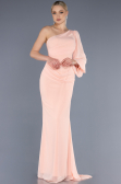 Robe de Soirée Longue Mousseline Saumon ABU3677
