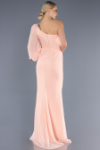 Robe de Soirée Longue Mousseline Saumon ABU3677