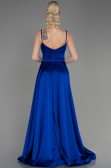 Robe De Soirée Satin Longue Bleu Saxe ABU1601