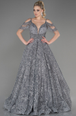 Robe de Soirée Longue Gris ABU3708
