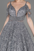Robe de Soirée Longue Gris ABU3708