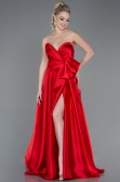 Robe de Soirée Longue Satin Rouge ABU3674