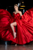 Robe de Soirée Longue Satin Rouge ABU3674
