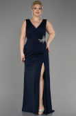 Robe de Soirée Grande Taille Longue Bleu Marine ABU2934