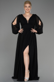 Robe Grande Taille Longue Mousseline Noir ABU1988