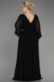 Robe Grande Taille Longue Mousseline Noir ABU1988