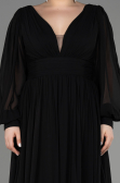Robe Grande Taille Longue Mousseline Noir ABU1988