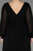 Robe Grande Taille Longue Mousseline Noir ABU1988