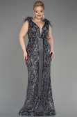 Robe De Fiançailles Grande Taille Longue Squameuse Anthracite ABU3671