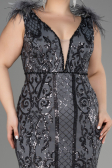 Robe De Fiançailles Grande Taille Longue Squameuse Anthracite ABU3671