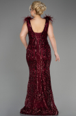 Robe De Fiançailles Grande Taille Longue Squameuse Rouge Bordeaux ABU3671