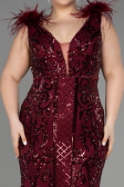Robe De Fiançailles Grande Taille Longue Squameuse Rouge Bordeaux ABU3671