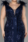 Robe De Fiançailles Grande Taille Longue Squameuse Bleu Marine ABU3671