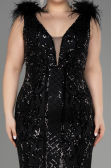 Robe De Fiançailles Grande Taille Longue Squameuse Noir ABU3671