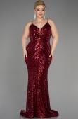 Robe de Soirée Grande Taille Longue Rouge Bordeaux ABU1661