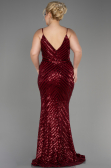 Robe de Soirée Grande Taille Longue Rouge Bordeaux ABU1661