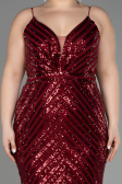 Robe de Soirée Grande Taille Longue Rouge Bordeaux ABU1661