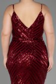 Robe de Soirée Grande Taille Longue Rouge Bordeaux ABU1661