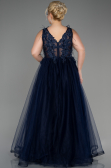 Robe De Fiançailles Grande Taille Longue Bleu Marine ABU3719