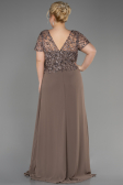 Robe De Fiançailles Grande Taille Longue Mousseline Cappuccino ABU3731