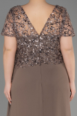 Robe De Fiançailles Grande Taille Longue Mousseline Cappuccino ABU3731