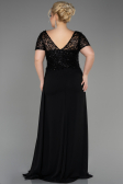 Robe De Fiançailles Grande Taille Longue Mousseline Noir ABU3731