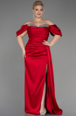 Robe De Fiançailles Grande Taille Longue Satin Rouge ABU3655