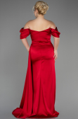 Robe De Fiançailles Grande Taille Longue Satin Rouge ABU3655