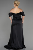 Robe De Fiançailles Grande Taille Longue Satin Noir ABU3655