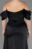 Robe De Fiançailles Grande Taille Longue Satin Noir ABU3655